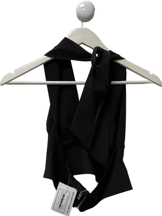 PrettyLittleThing Black Halter Neck Bralet UK 8