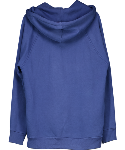 Burberry Blue Logo Embroidered Hoodie UK L