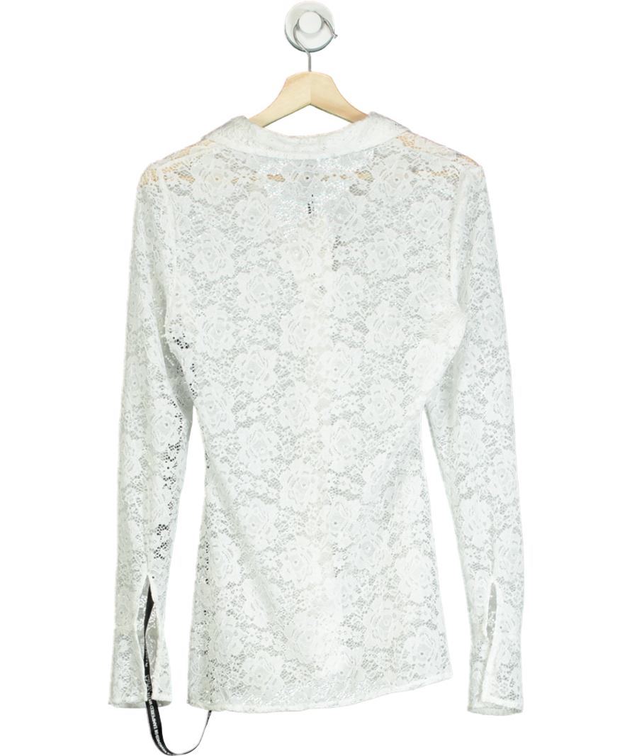 SLA the label White Kimmy Lace Shirt UK XS