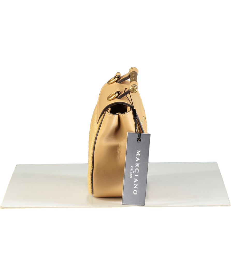 Marciano By Guess Beige Fur Detail Leather Shoulder Bag One Size