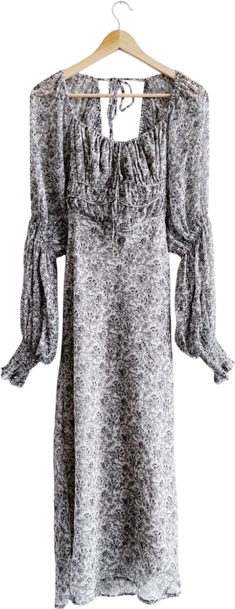 FREE PEOPLE Grey People Aglow Long Sleeve Maxi  Dress UK M