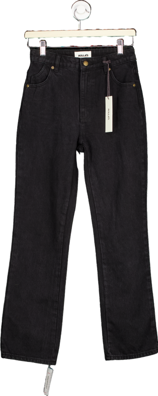Rolla's Ash Black Original Straight Jeans Size UK 7/25
