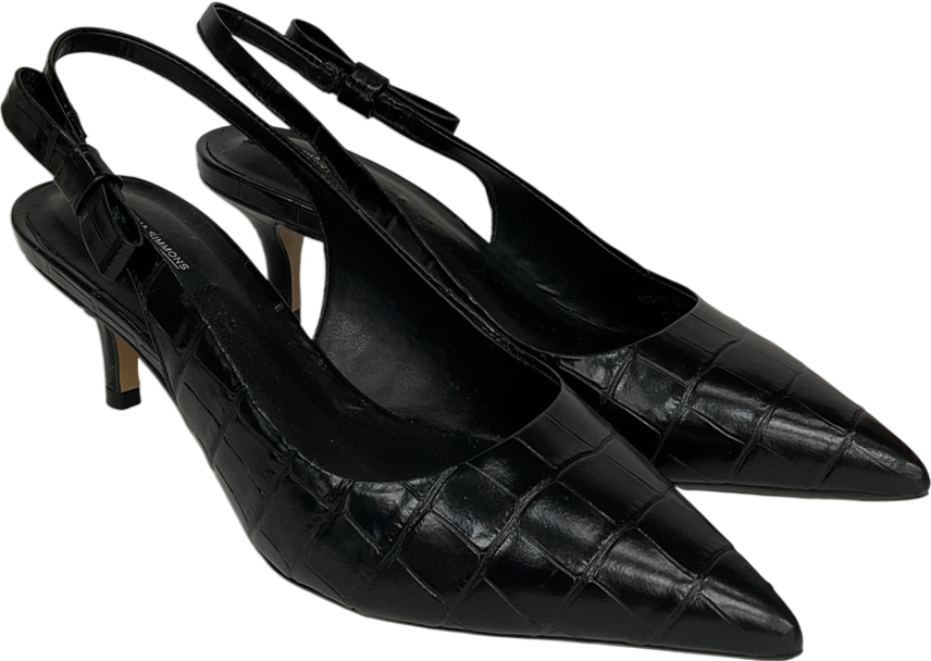 Tabitha Simmons X Next Black Croc Embossed Leather Dela Slingback Heels UK 5 EU 38 👠