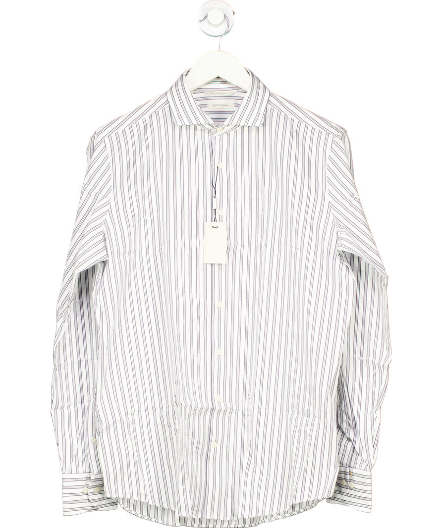 Suitsupply Blue Navy Striped Slim Fit Shirt In White UK 40" CHEST