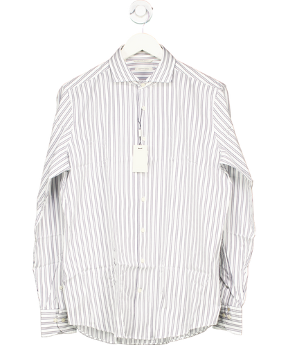 Suitsupply Blue Navy Striped Slim Fit Shirt In White UK 40" CHEST