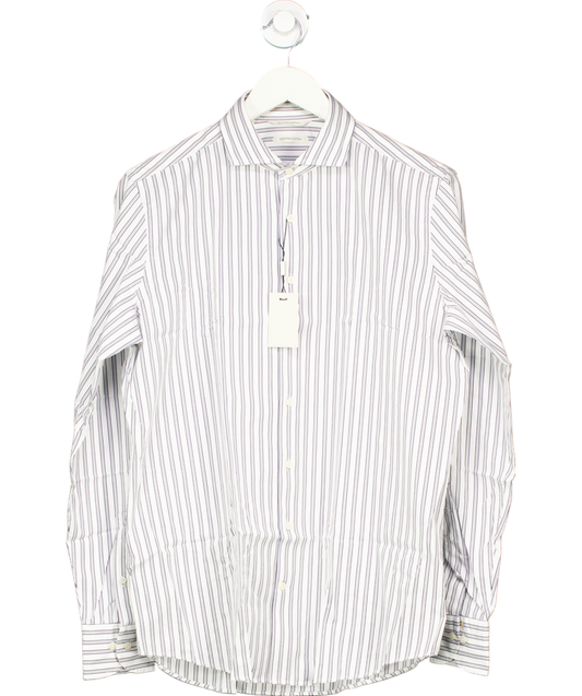 Suitsupply Blue Navy Striped Slim Fit Shirt In White UK 40" CHEST