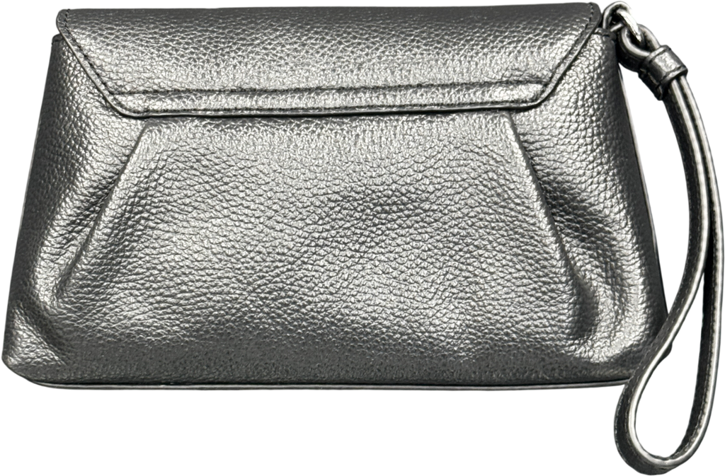 Talbots Black Pebbled Leather Wristlet Clutch Bag With Bow Detail