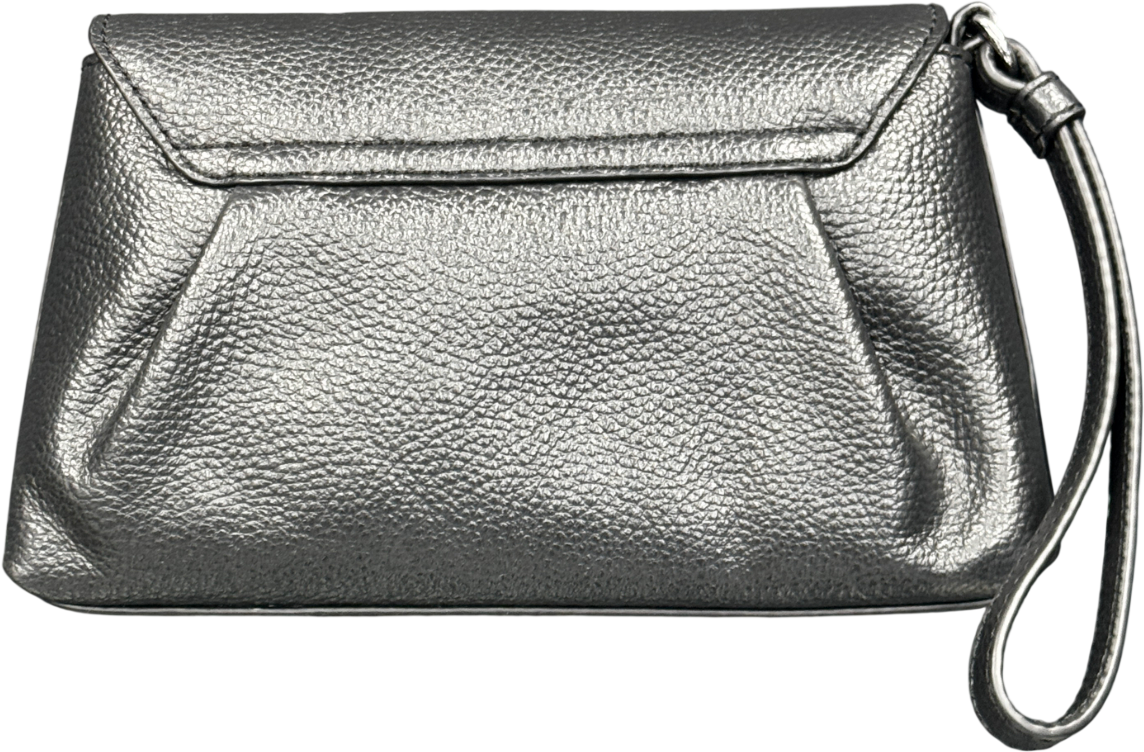 Talbots Black Pebbled Leather Wristlet Clutch Bag With Bow Detail