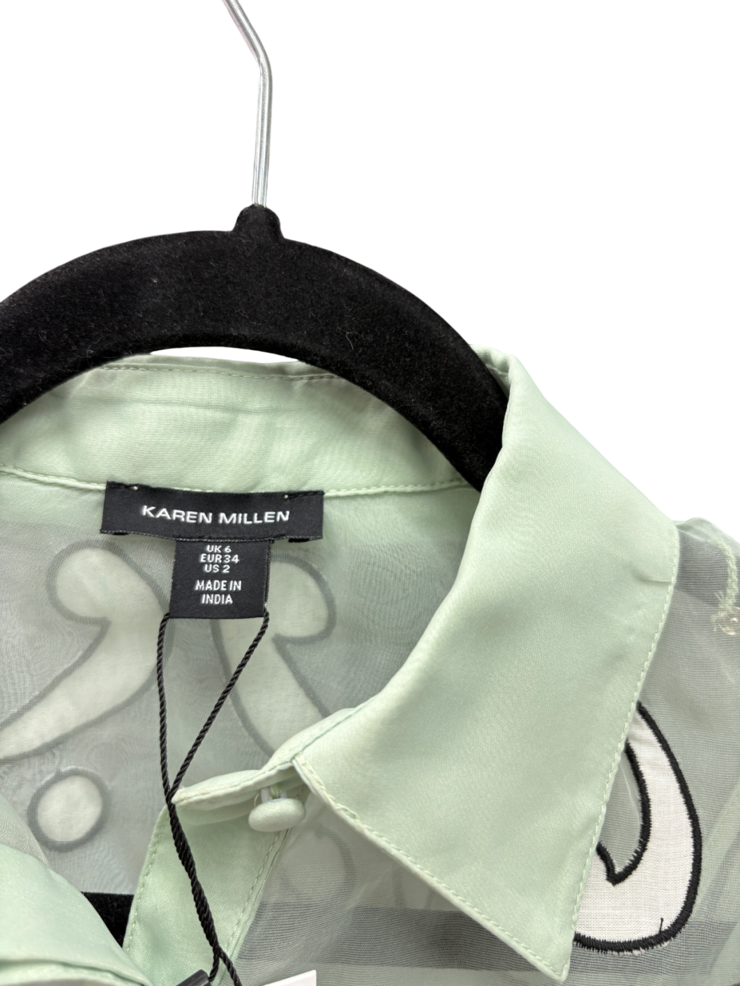 Karen Millen Green Applique Organdie Woven Midi Shirt Dress UK 6