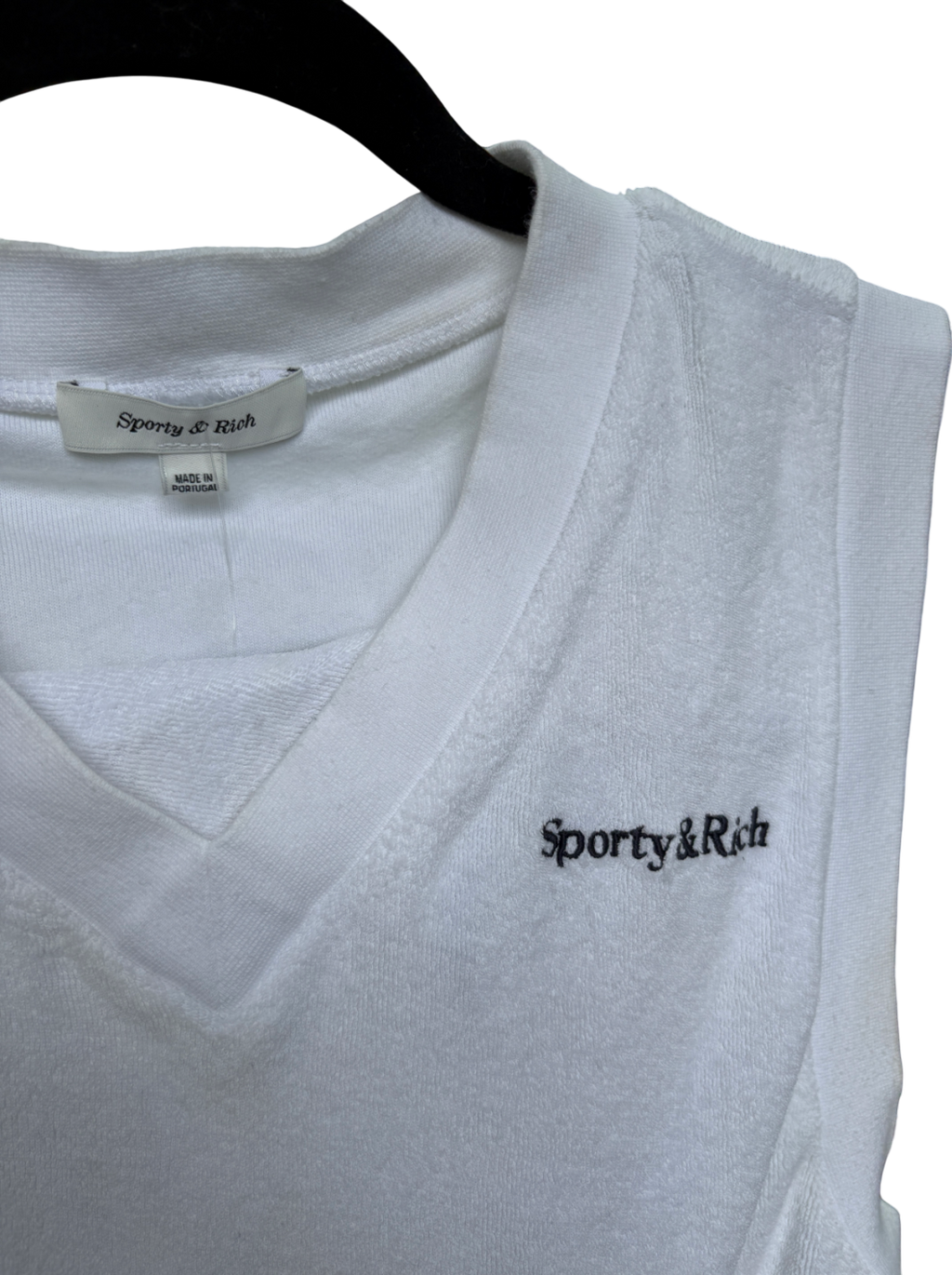 Sporty & Rich White Towelling Logo Vest And Shorts Set UK M/L