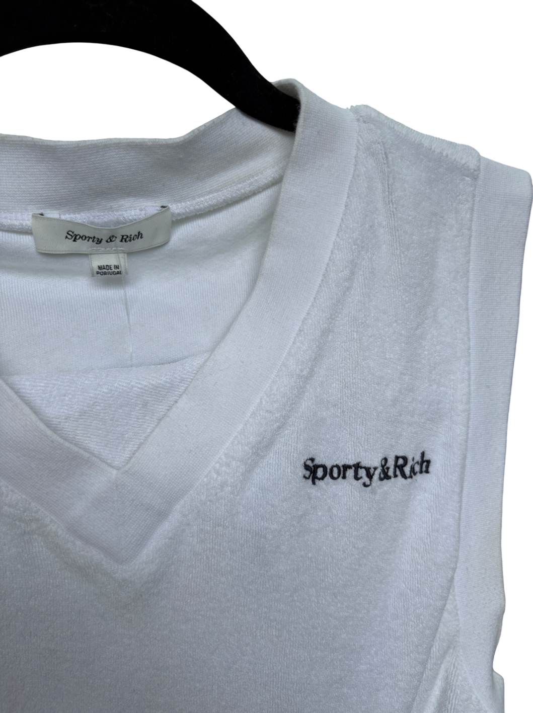 Sporty & Rich White Towelling Logo Vest And Shorts Set UK M/L