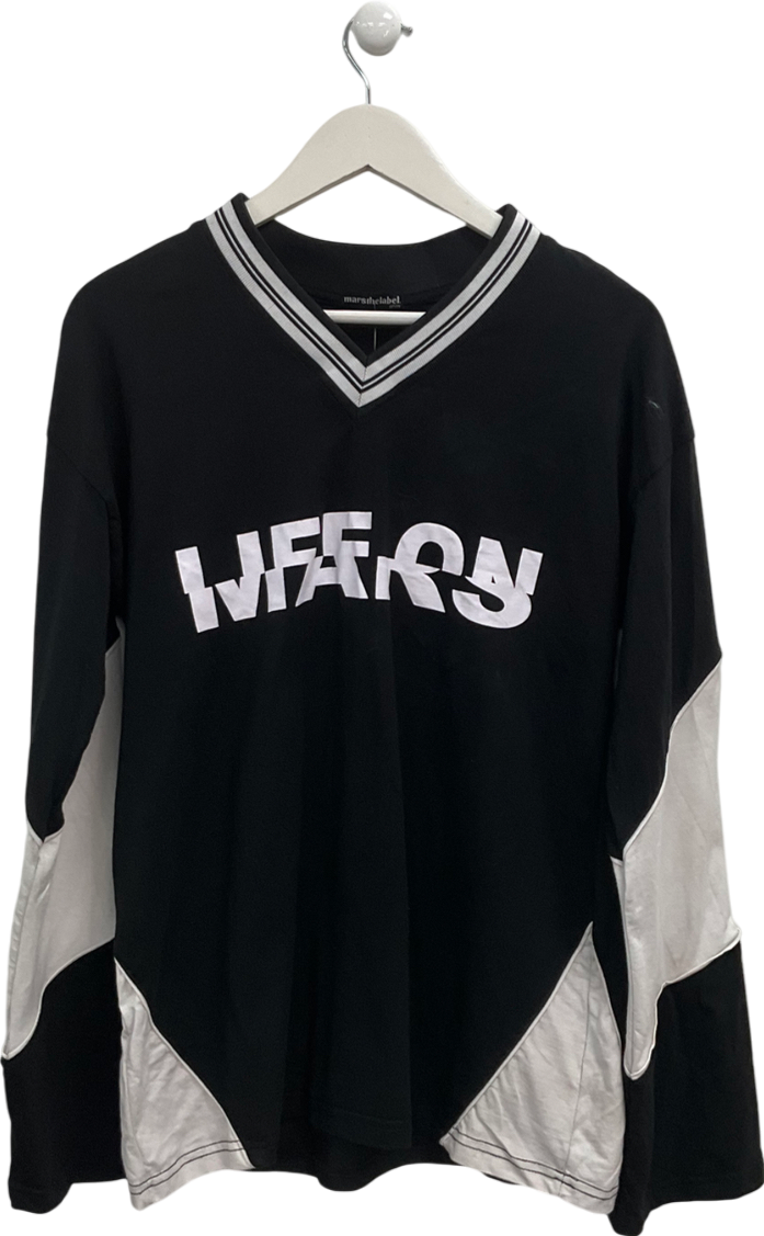 Mars the Label Black Life On Mars Contrast Oversize Long Sleeve Top UK S