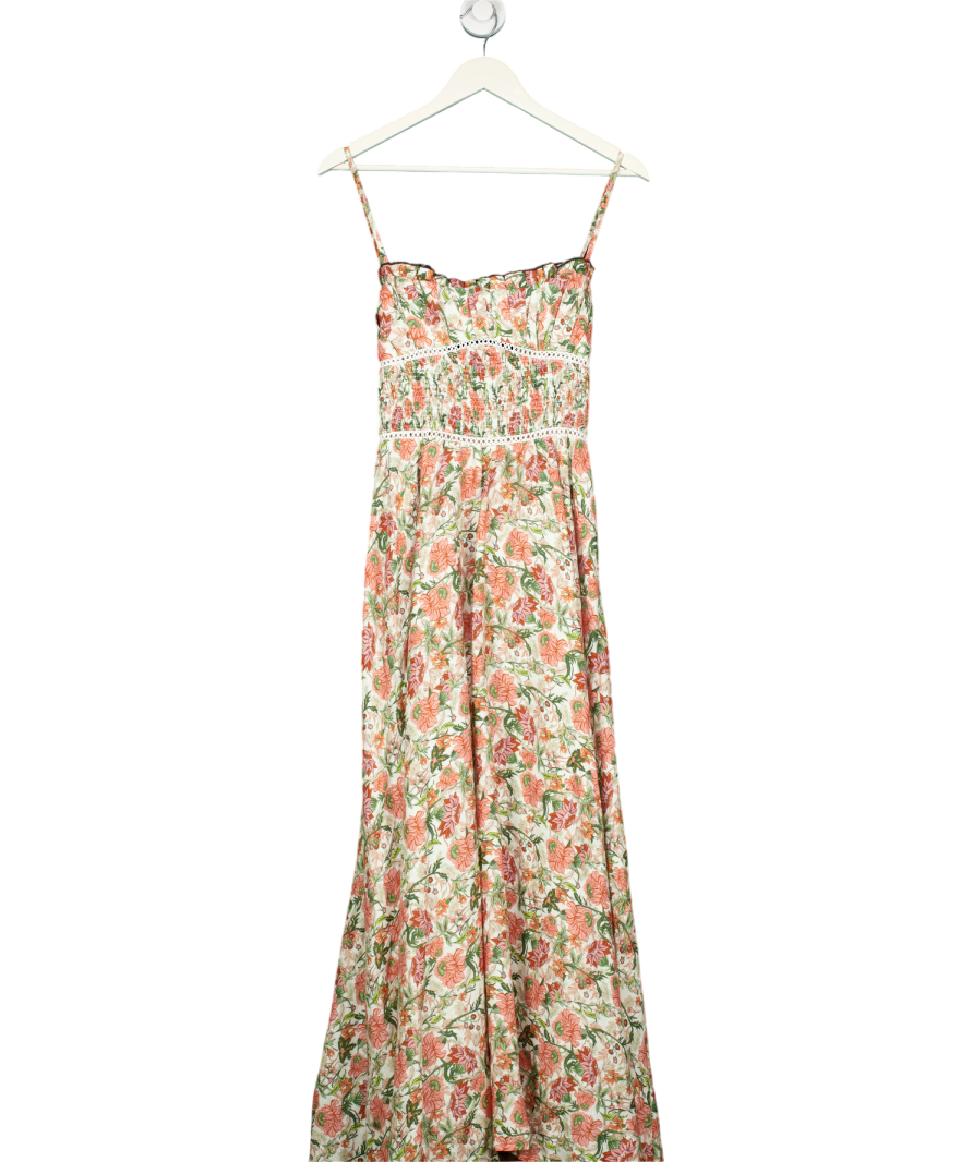 LUG VON SIGA Green Melody Floral Linen Maxi Dress UK 8
