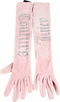 Juicy Couture Pink Velour Diamante Full Length Gloves UK S