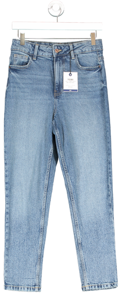 New Look Blue Tori Slim Fit Comfort Stretch Mom Jeans UK 8