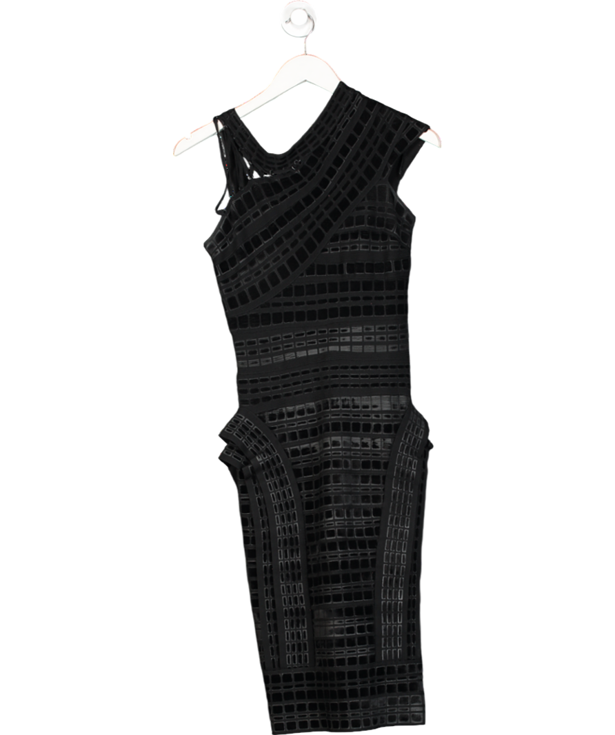Herve Leger Black Lace Up Bandage Mini Dress UK S