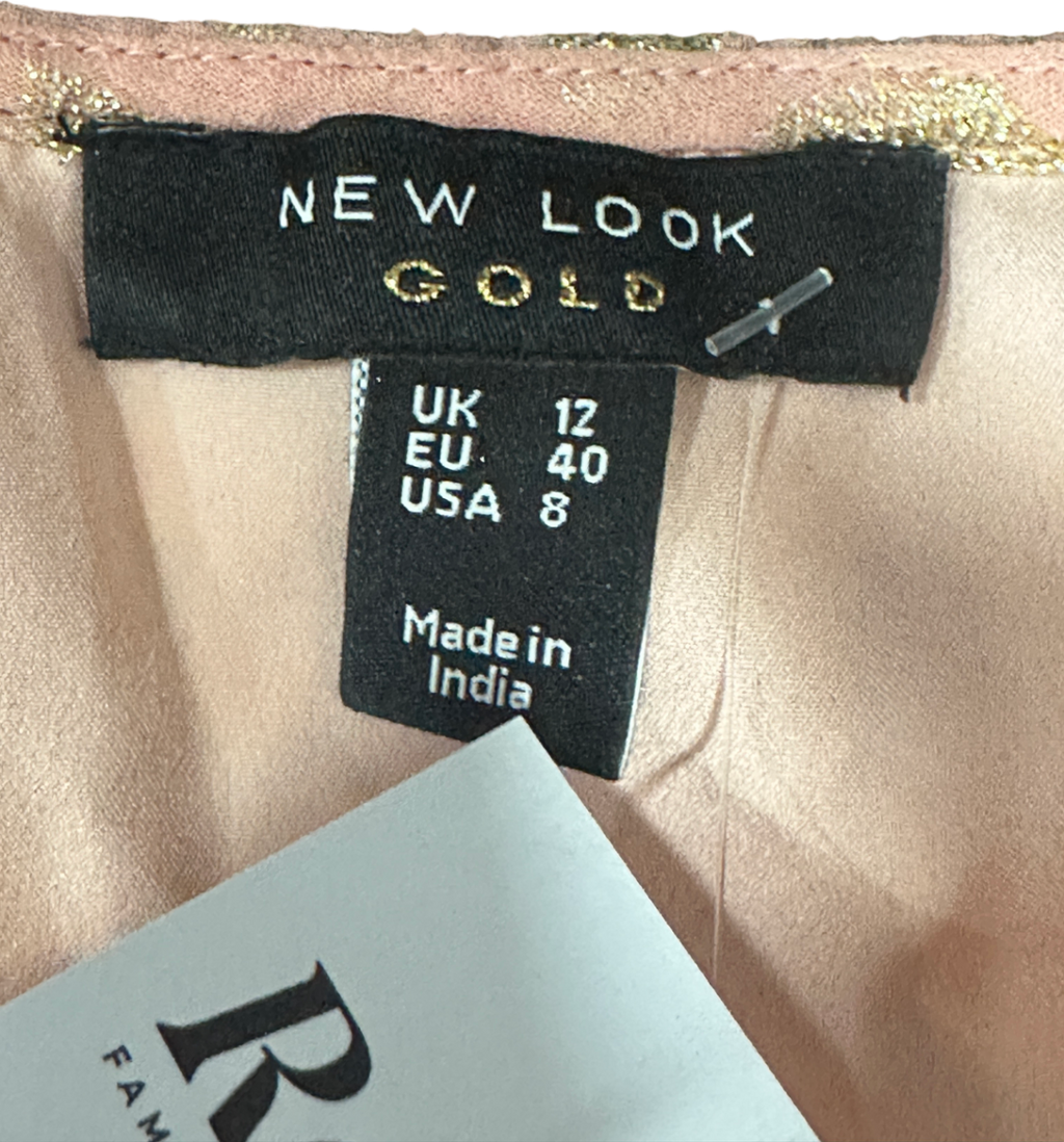 New Look Pink Gold Floral Maxi Dress UK 12