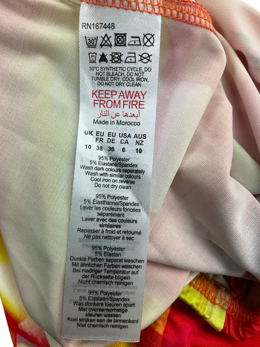 PrettyLittleThing Red Abstract Print Low Rise Slinky Micro Mini Skirt & Open Back Top UK 10