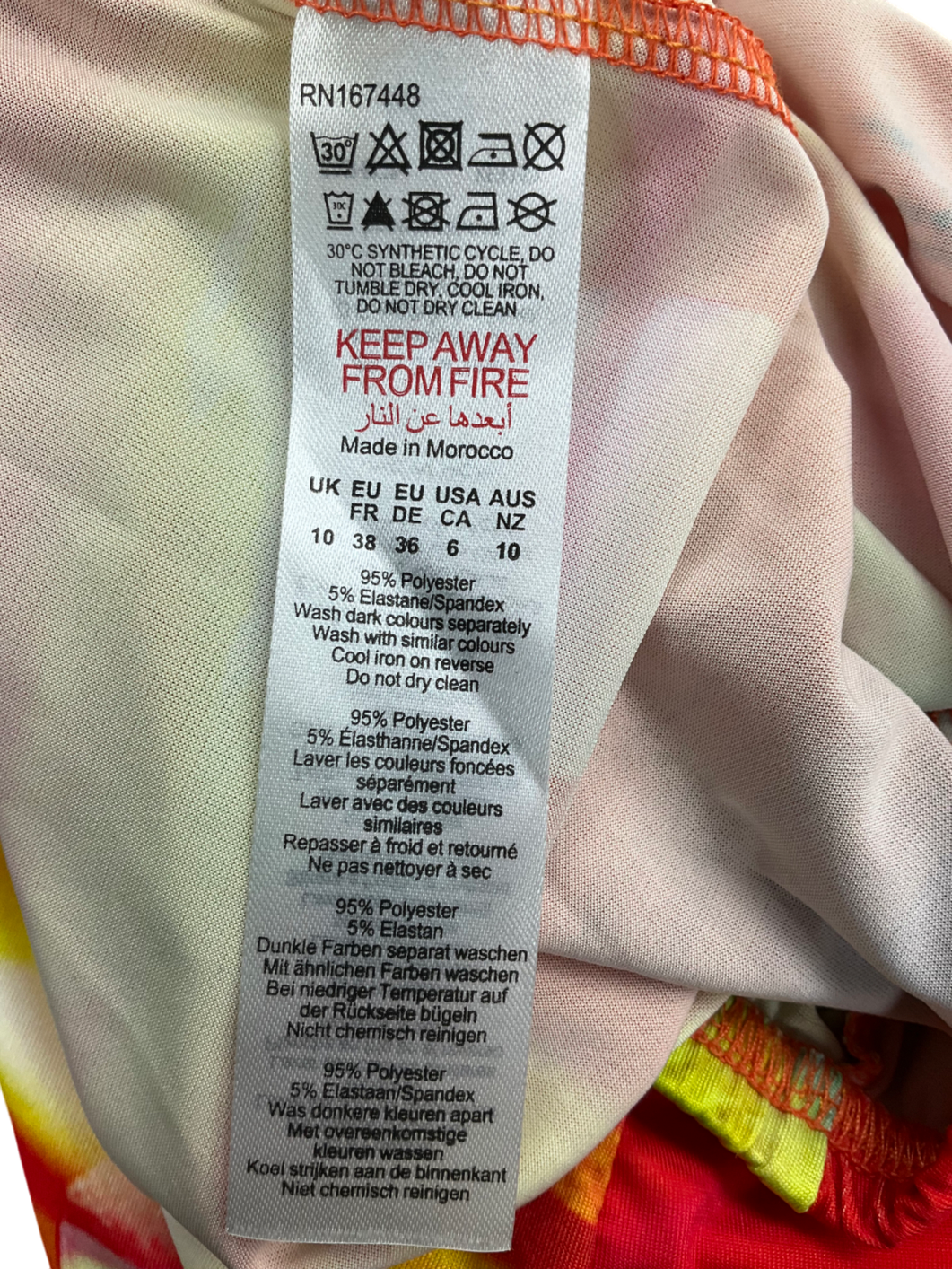 PrettyLittleThing Red Abstract Print Low Rise Slinky Micro Mini Skirt & Open Back Top UK 10