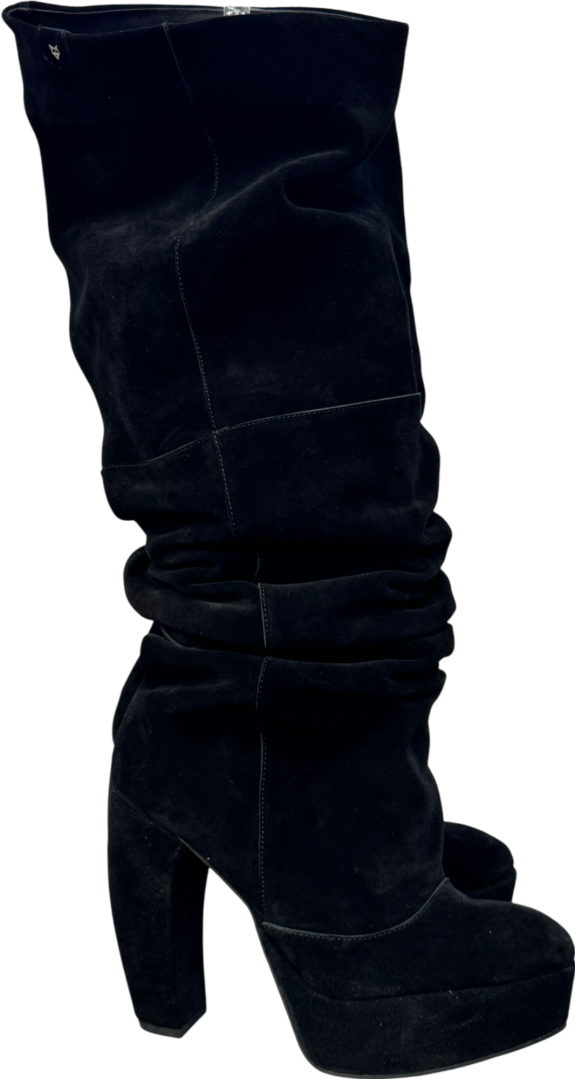 Naked Wolfe Black Suede Dallas Slouch Heeled Boots UK 6 EU 39👠