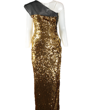 AQUA Metallic Lloyd Asymmetric Embellished Maxi Dress UK 6