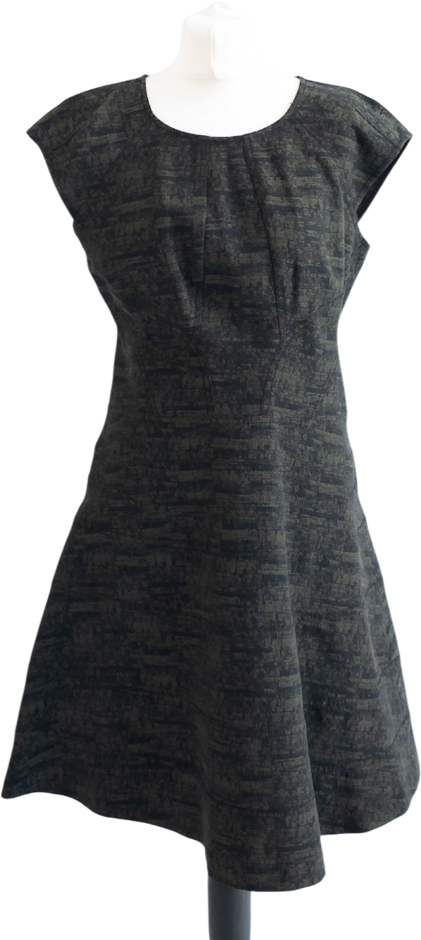 Diane von Furstenberg Olive Green And Black Jacquard Dress Us12 UK 16