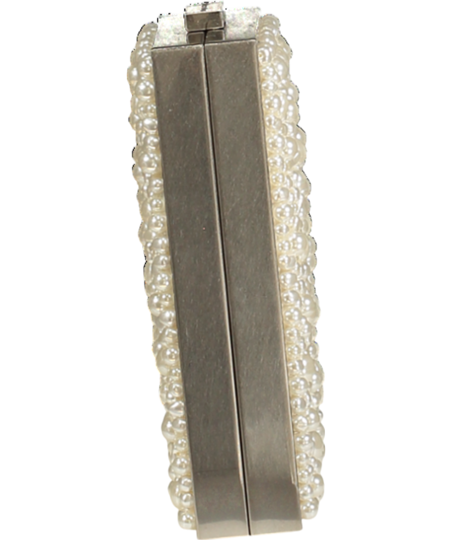 Alice + Olivia Cream Kayla Pearl Embellished Clutch