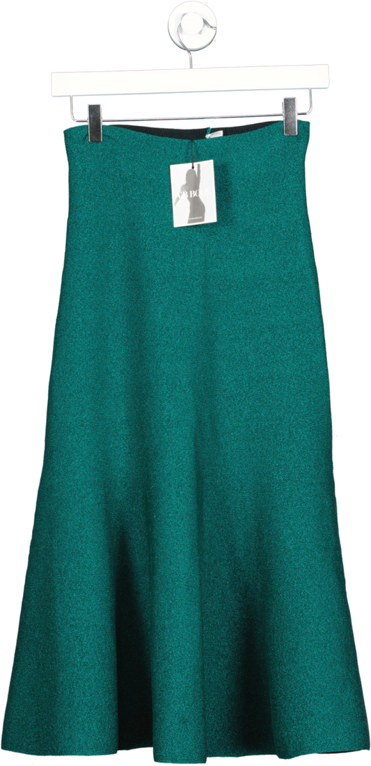 Victoria Beckham Green Body Flared Lurex Skirt UK 8