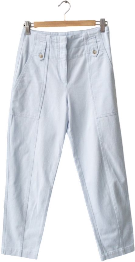 REISS Light Blue Bradie Cotton Tapered Cargo Trousers UK 6
