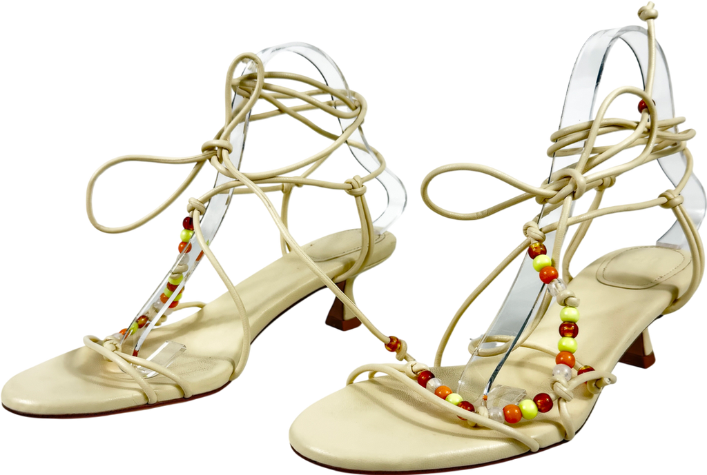 H&M Yellow Kitten-heeled Strappy Sandals UK 5 EU 38