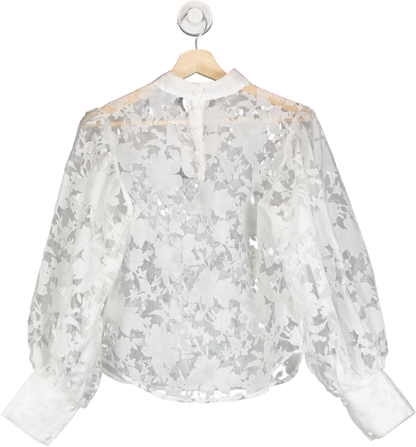 I saw it first White Floral Organza Balloon Sleeve Blouse UK 10