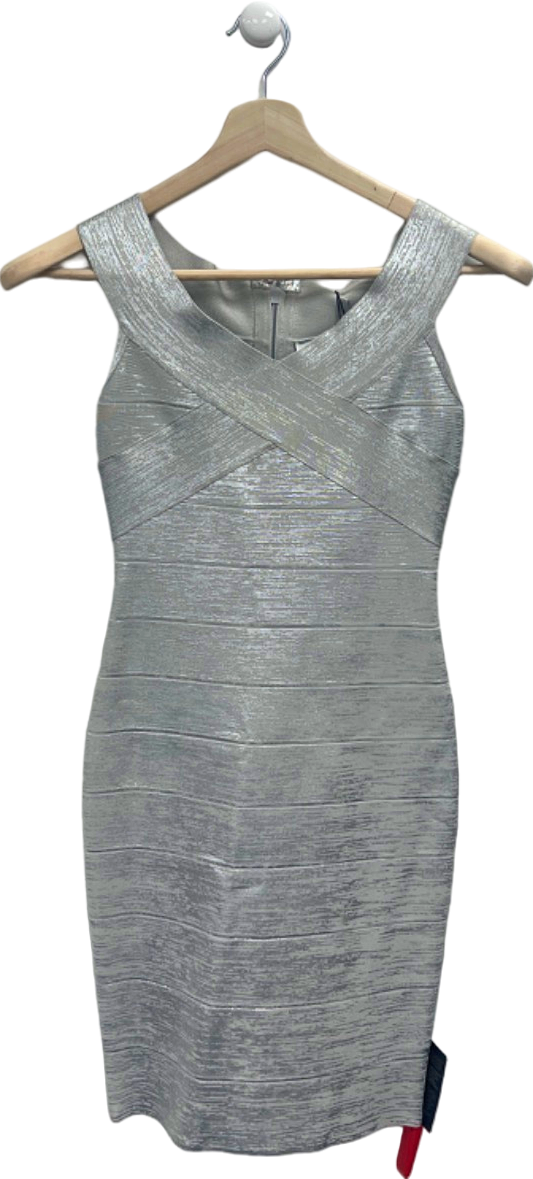 Herve Leger Silver Foil Bandage Dress S