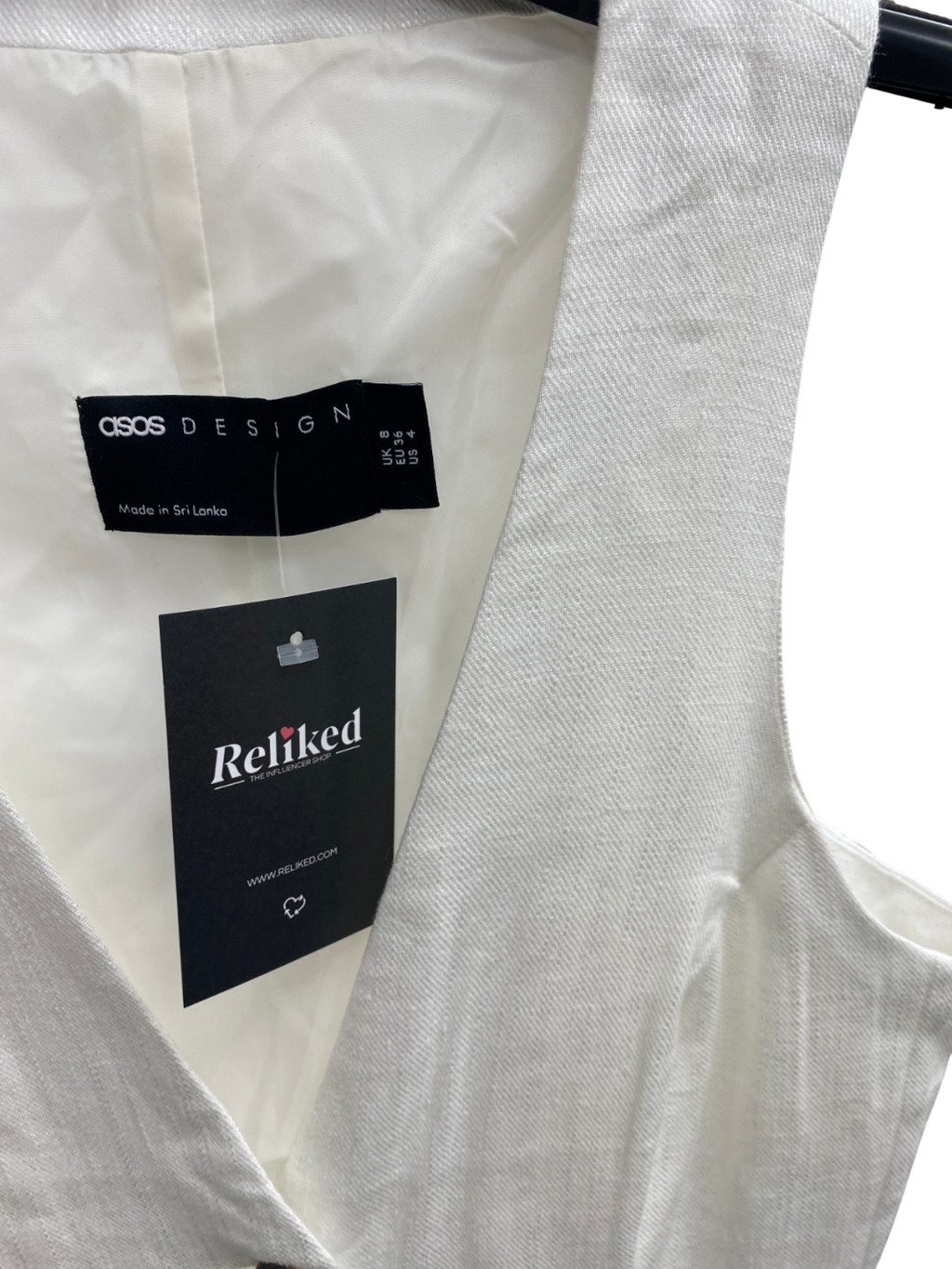 ASOS White Linen Waistcoat Top UK 8