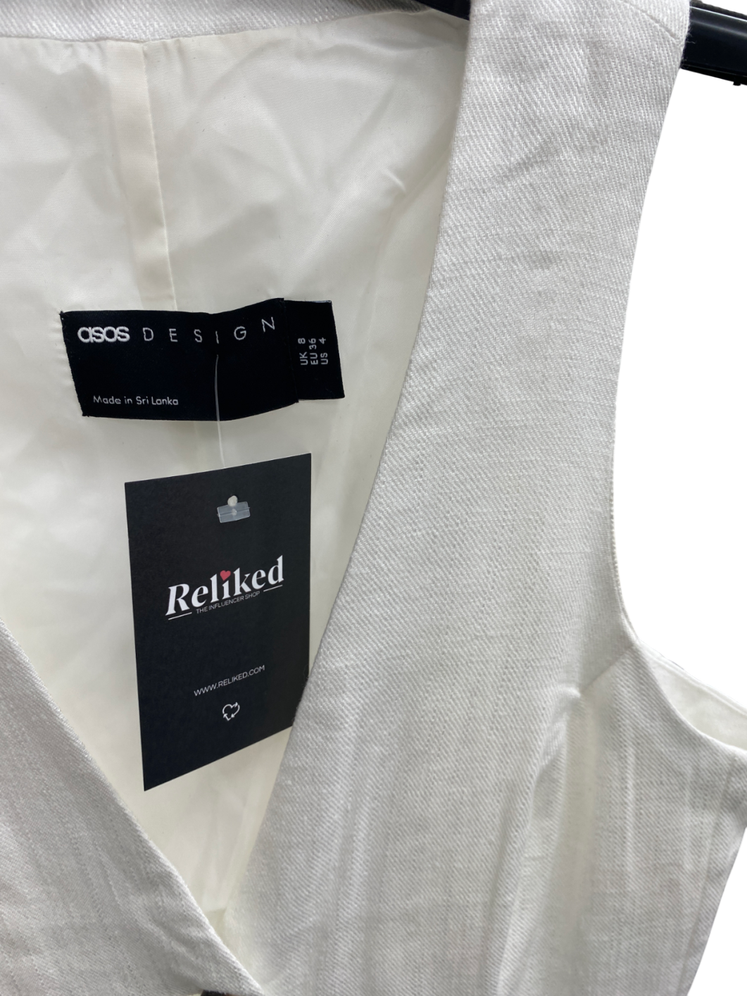 ASOS White Linen Waistcoat Top UK 8