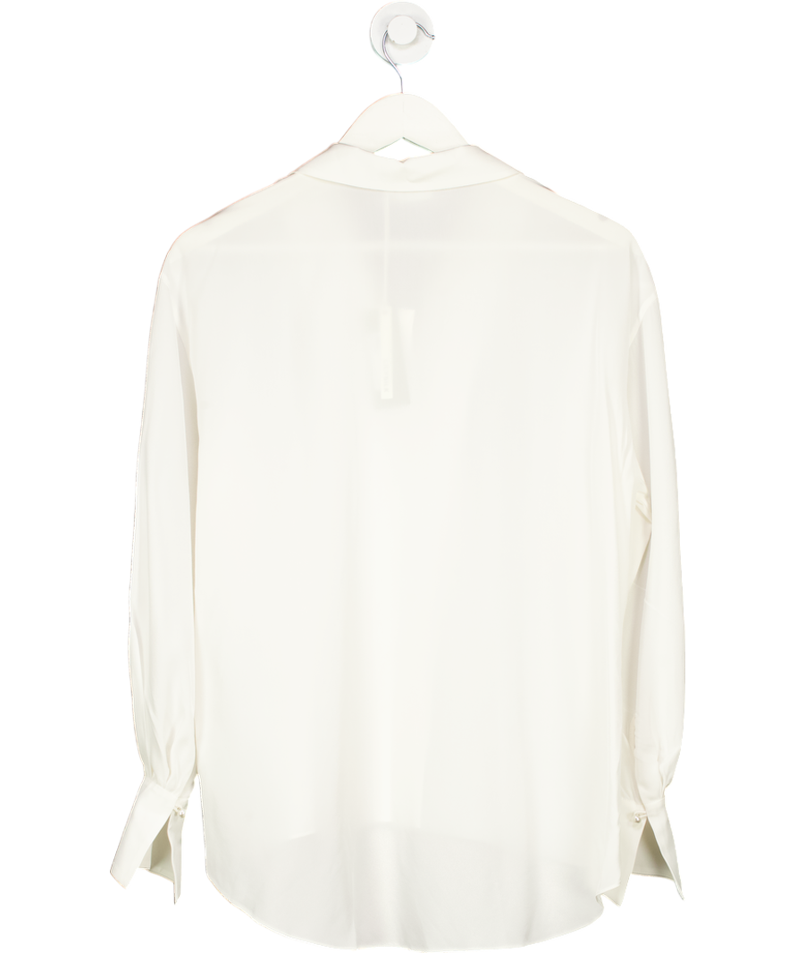 Lily Silk White 100% Mulberry Silk Shirt UK XS