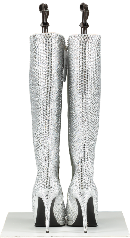 Russell & Bromley Metallic Spotlight Crystal Knee High Boots UK 8 EU 41 👠