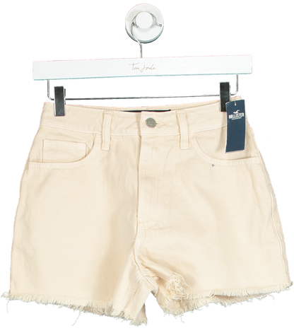 Hollister Cream High-Rise Denim Shorts UK W24