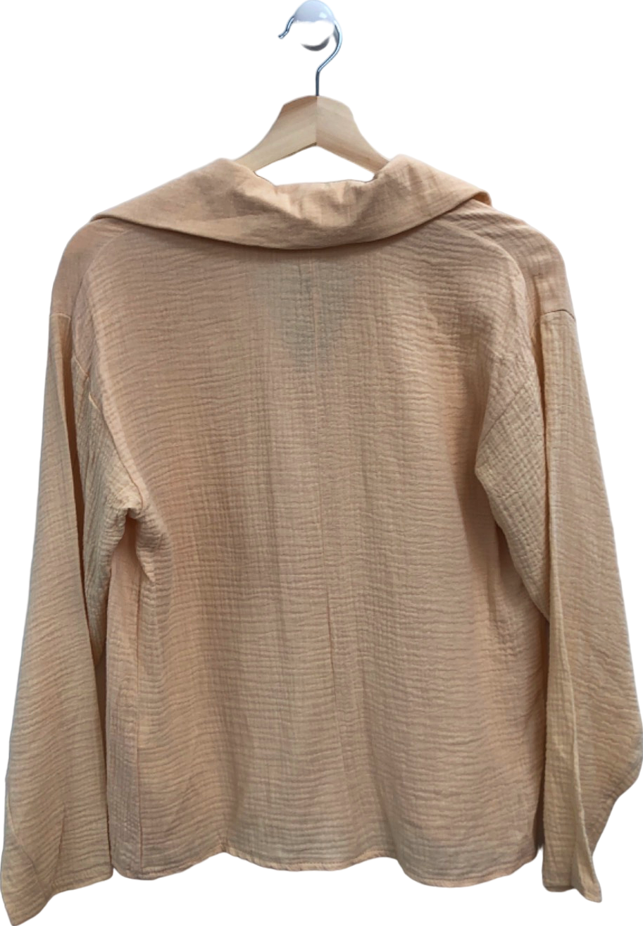 PrettyLittleThing Beige Casual Button-Down Shirt UK 4