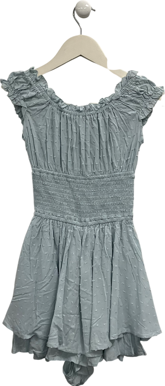 Free People Blue Smocked Playsuit UK XXS