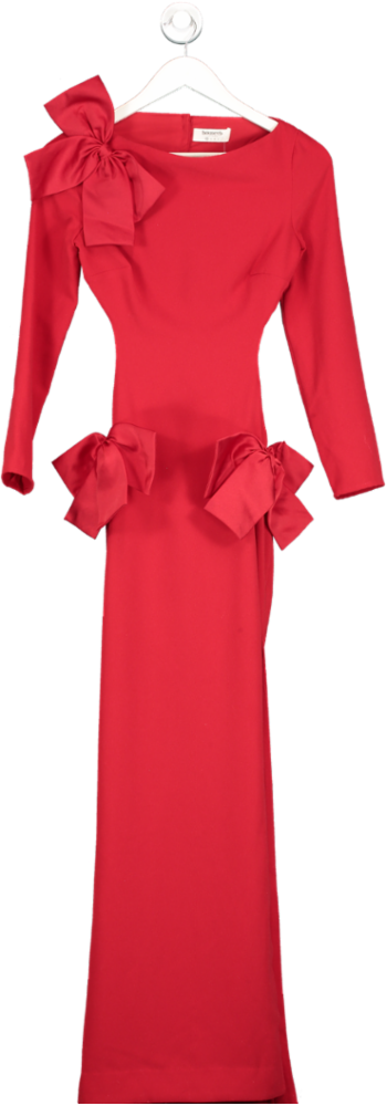 House of CB Red LAVELE RED BOW OPEN BACK MAXI DRESS UK XS