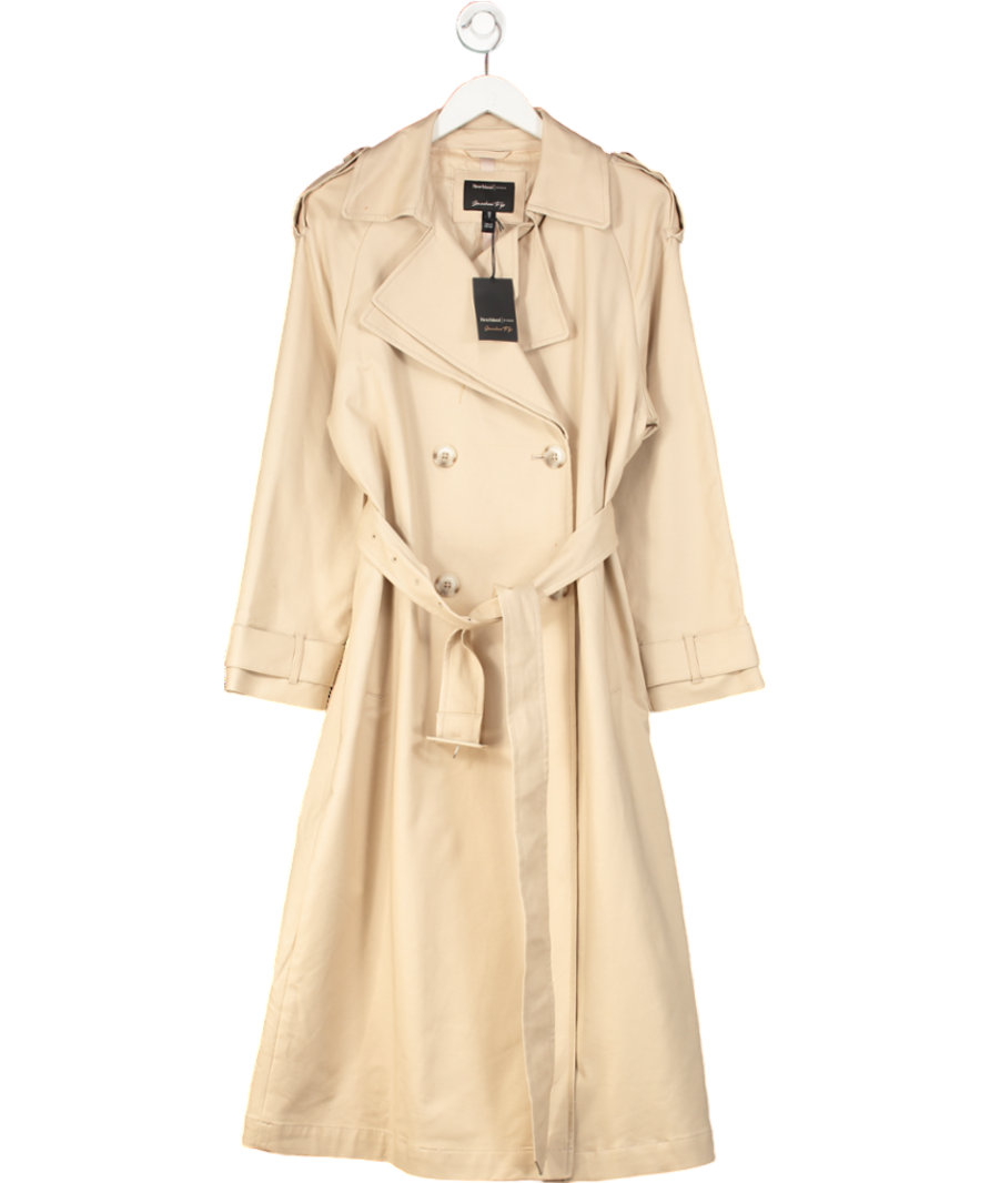 River Island Beige Double Collar Belted Trench Coat UK 10