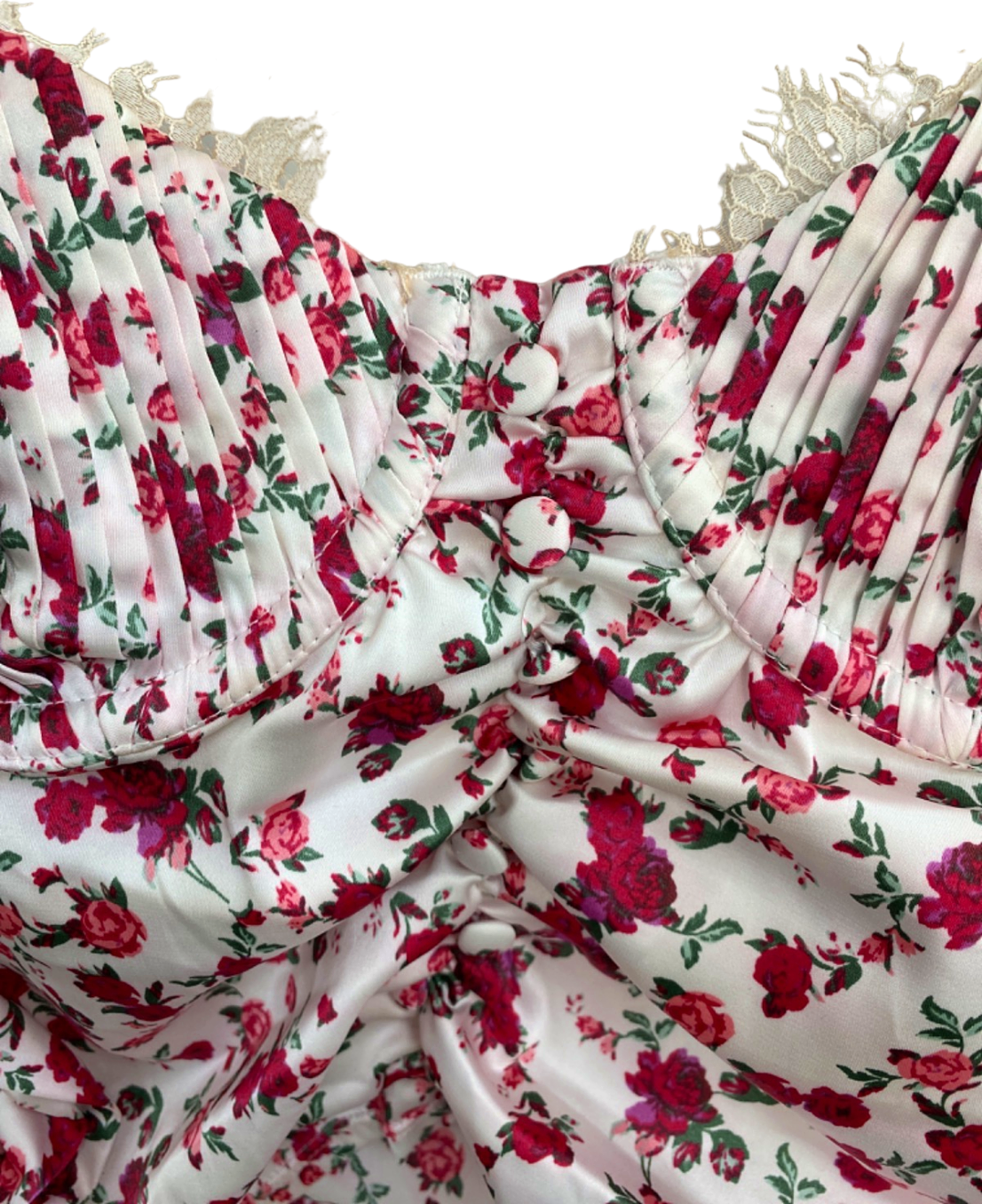 For Love & Lemons Pink Floral Ruffled Tie-Strap Crop Top UK Size 10