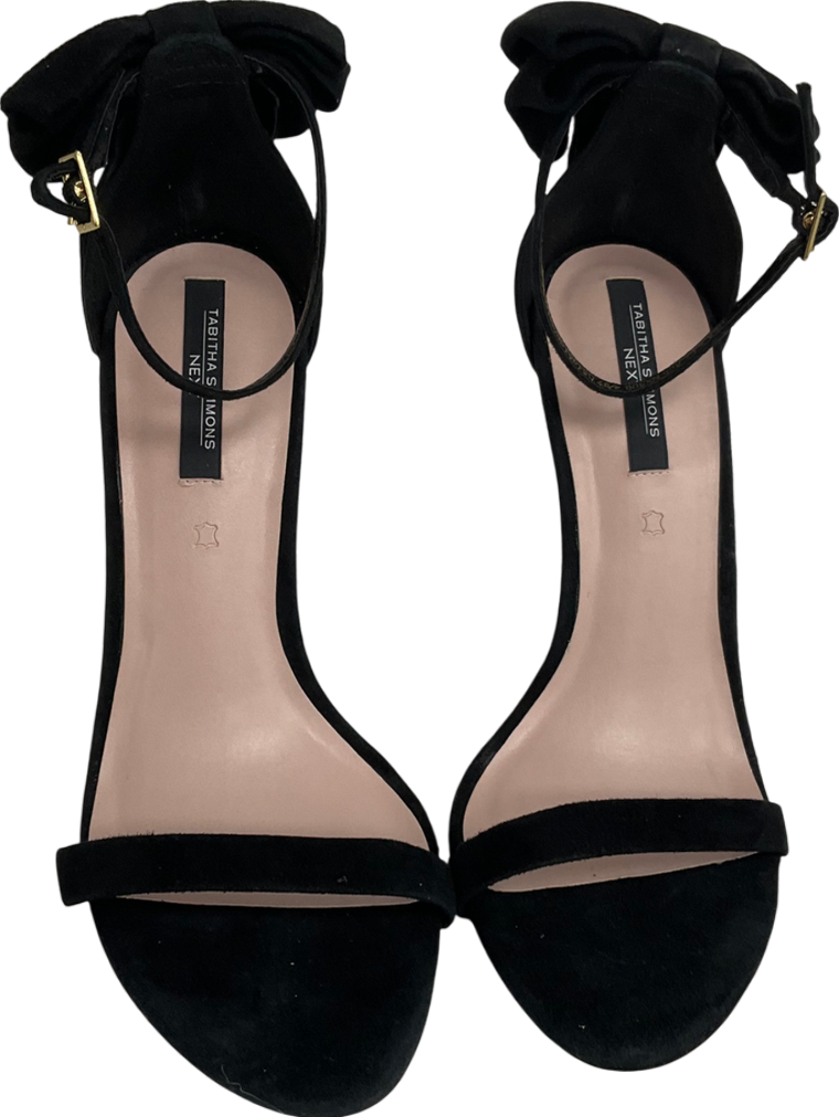 Next Black Tabitha Simmons Lauren Leather Bow Back Sandals UK 4 EU 37 👠