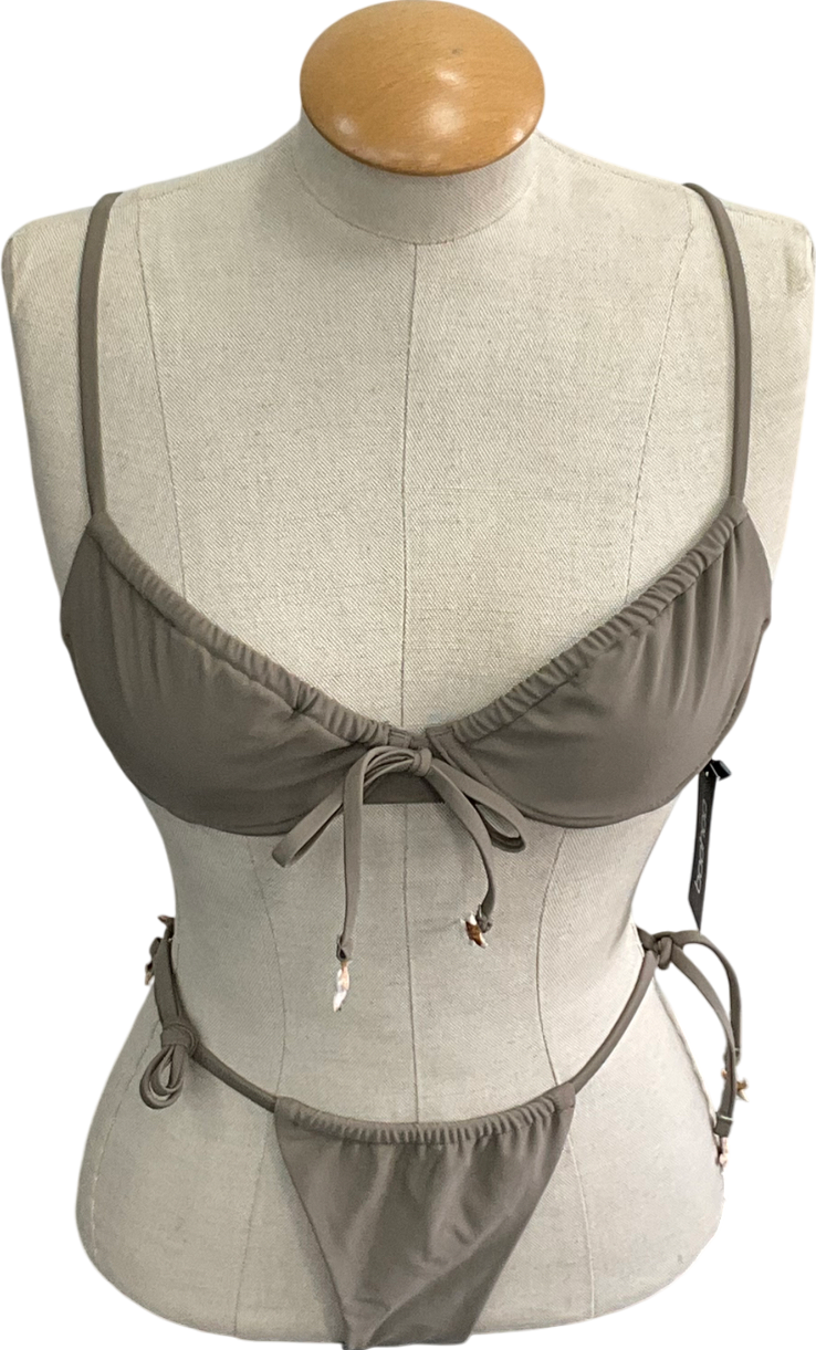 boohoo Green Starfish Shell Charm Trim Underwired Tie Front Bikini UK 8