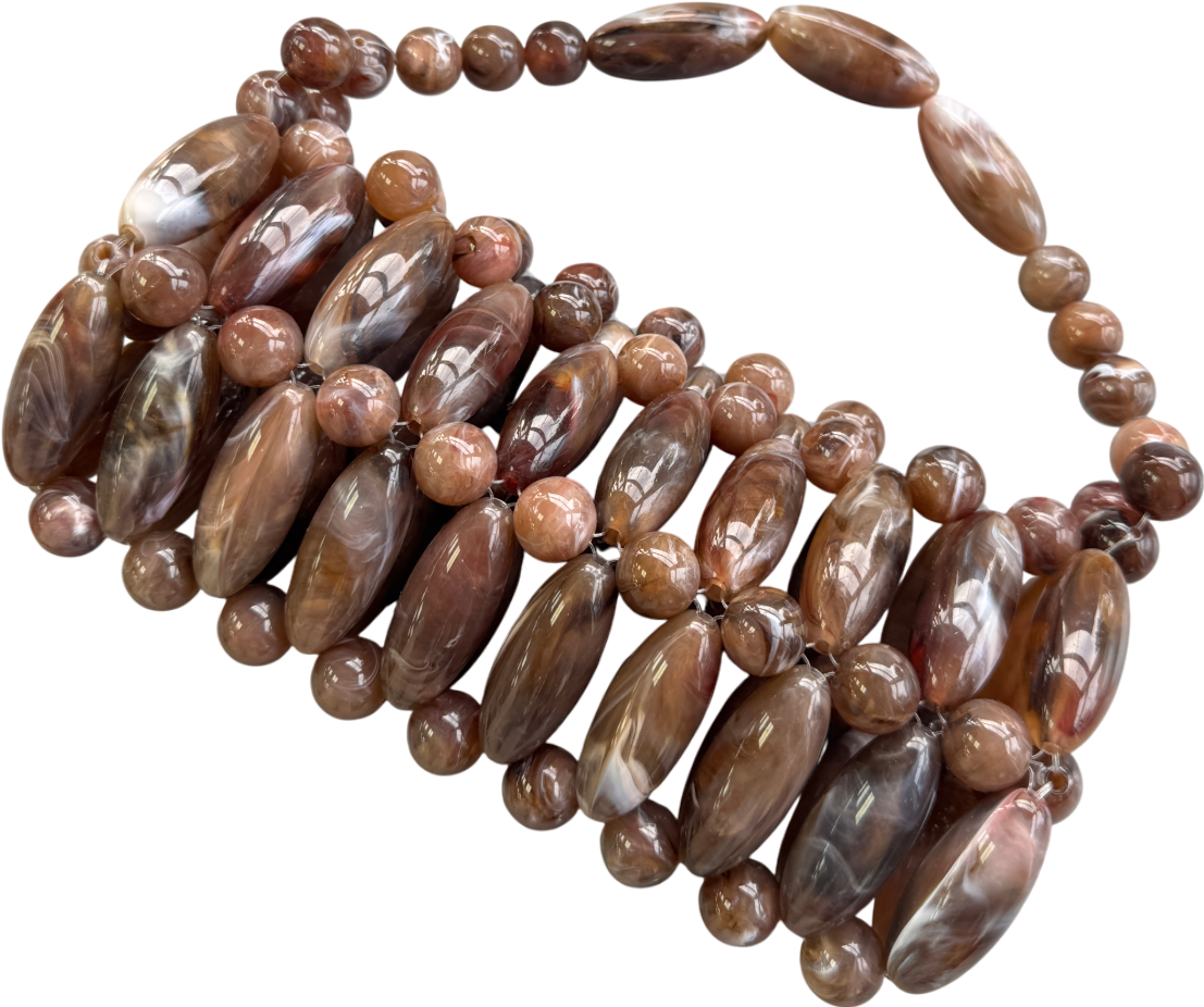 ASOS Design Resin Beaded Clutch Bag In Chocolate Brown One Size