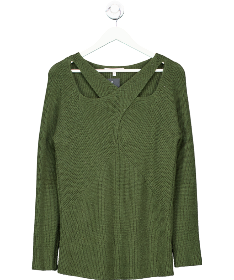 Next Green Cross Neck Knit Jumper UK M