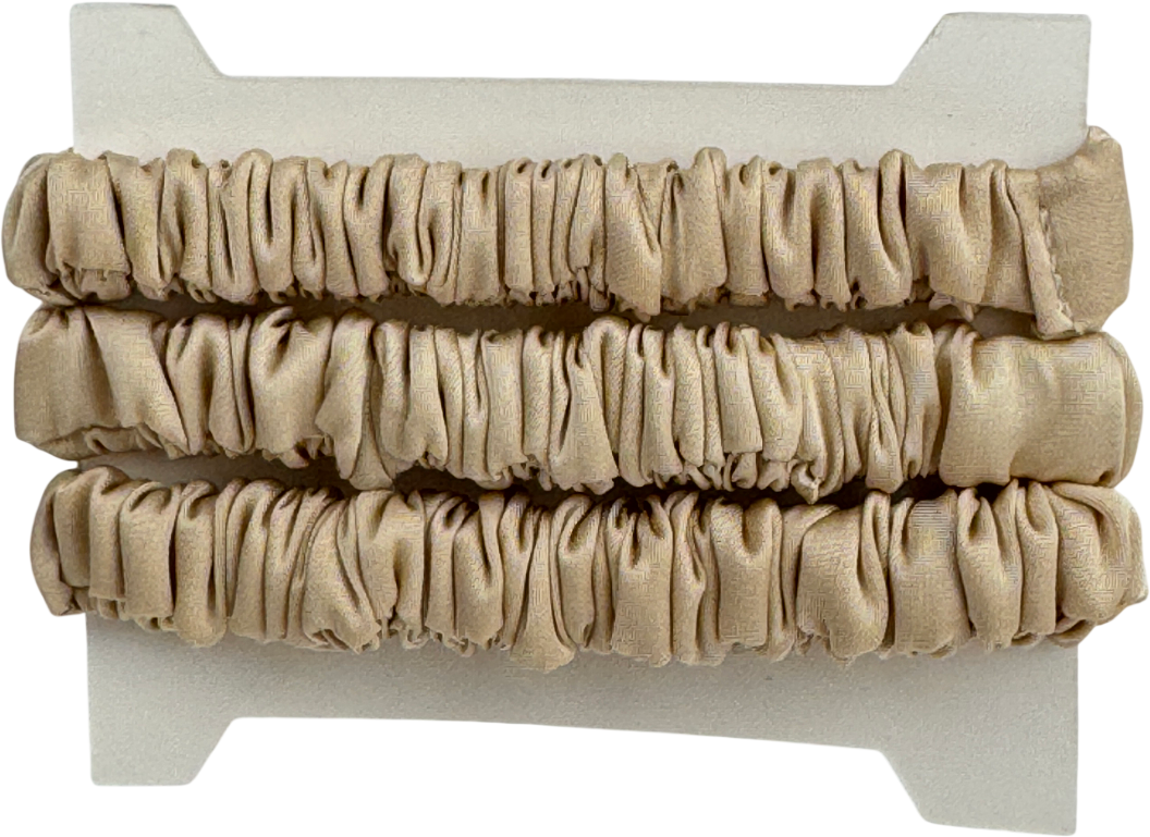 SILKI. Set Of 3 Luxury 100% Mulberry Silk Hair Scrunchies - Champagne Beige