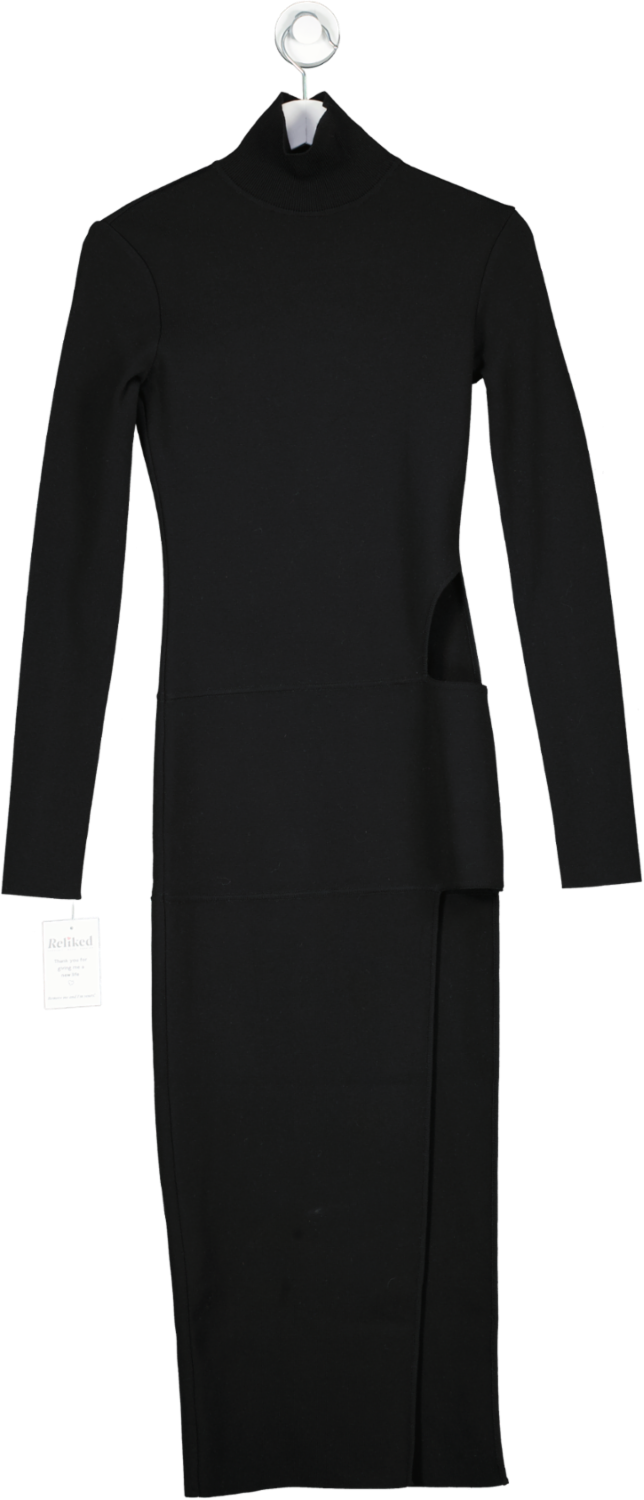 Zeynep Arcay Black Asymmetric Knit Midi Dress BNWT UK 6