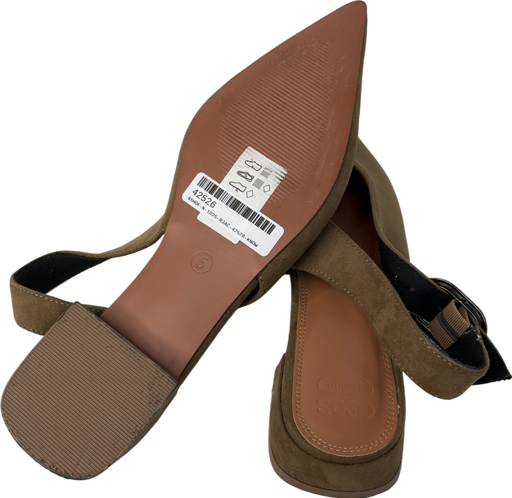 ASOS Brown Leonora Slingback Ballet Show Taupe Suedette UK 5 EU 38 👠
