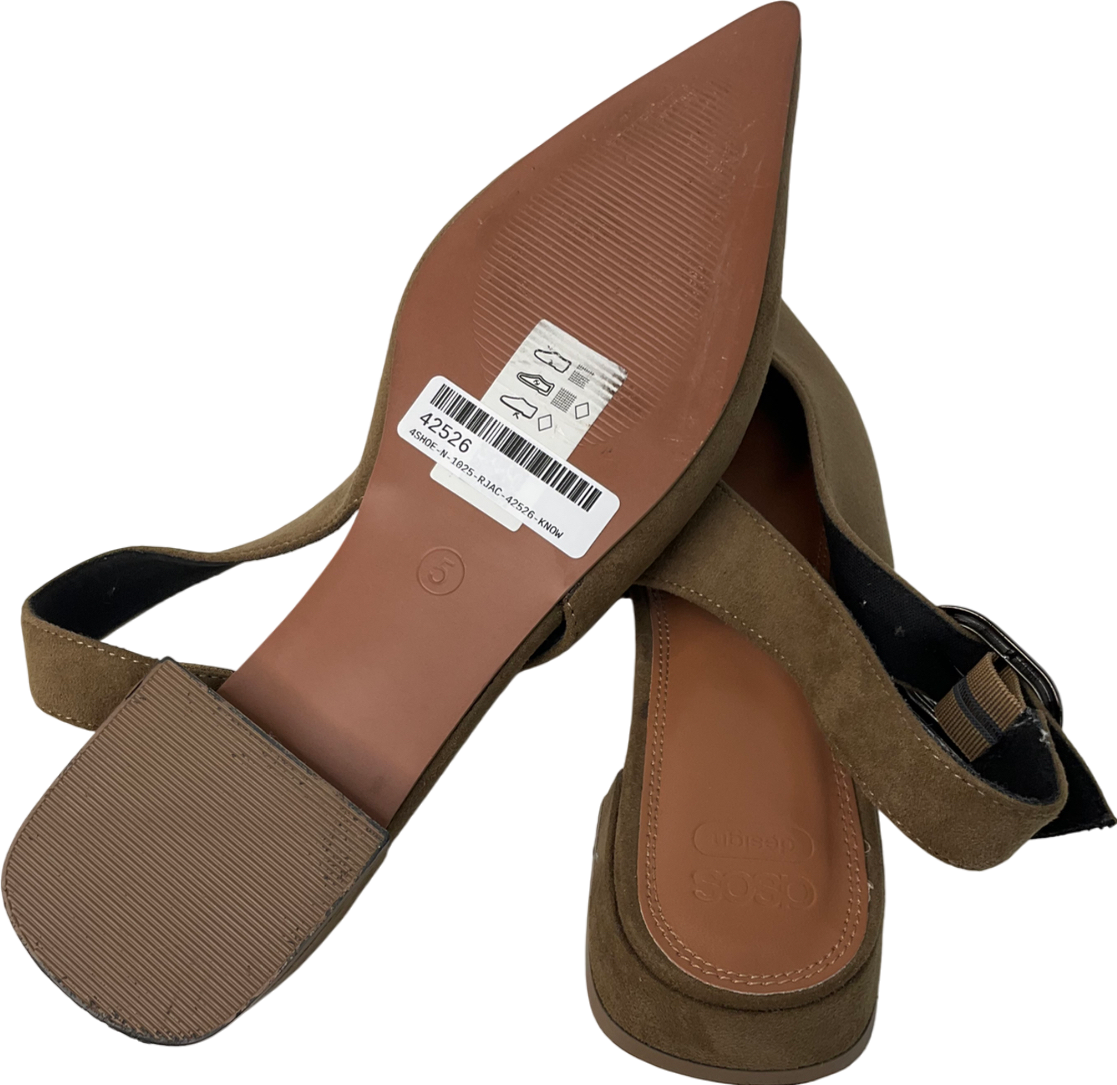ASOS Brown Leonora Slingback Ballet Show Taupe Suedette UK 5 EU 38 👠